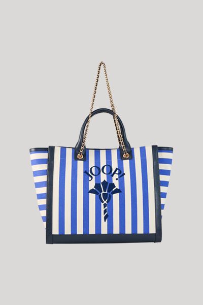 Gestreifte Canvas-Tote mit Kette
