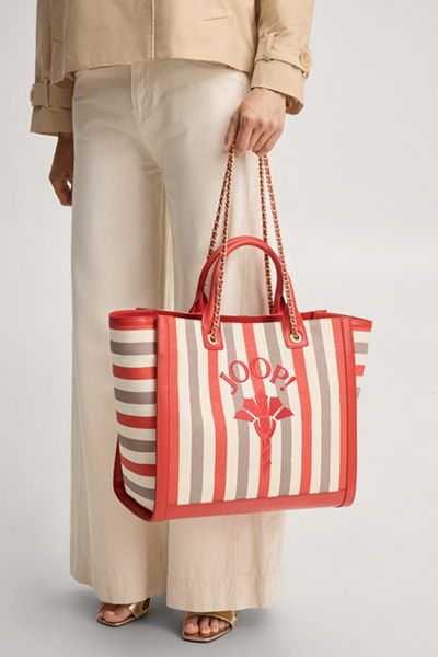Gestreifter Canvas-Shopper mit Logo