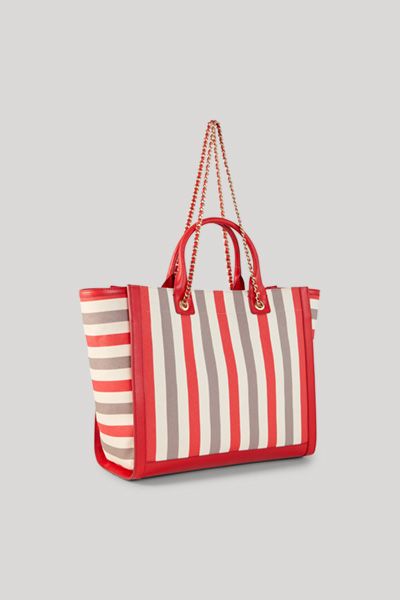 Gestreifter Canvas-Shopper mit Logo