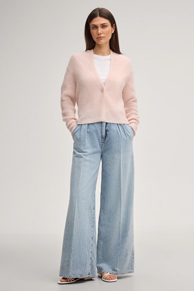 Locker geschnittene Alpaka-Mix Strickjacke