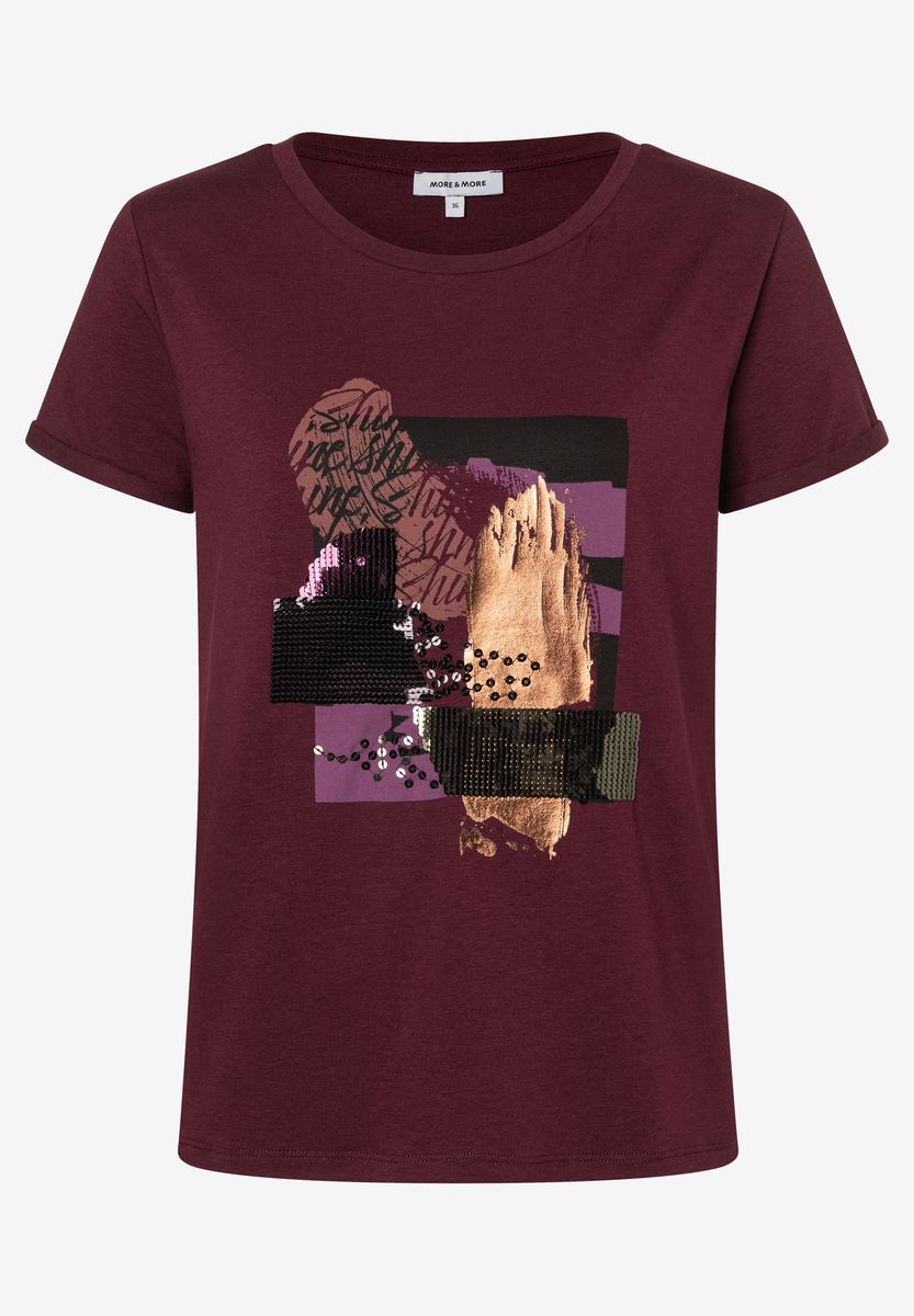 T-Shirt mit abstraktem Mixed-Media-Print