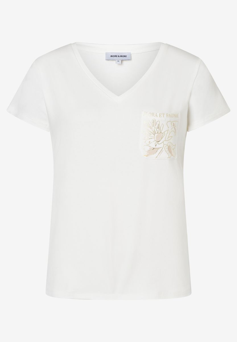V-Ausschnitt T-Shirt mit Grafik-Tasche