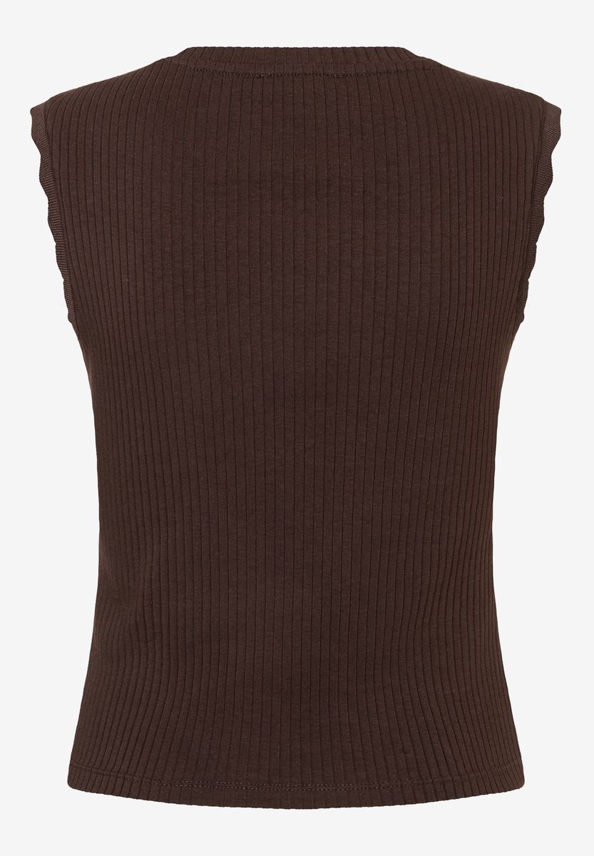 Rippstrick-Tanktop mit Wellenkante