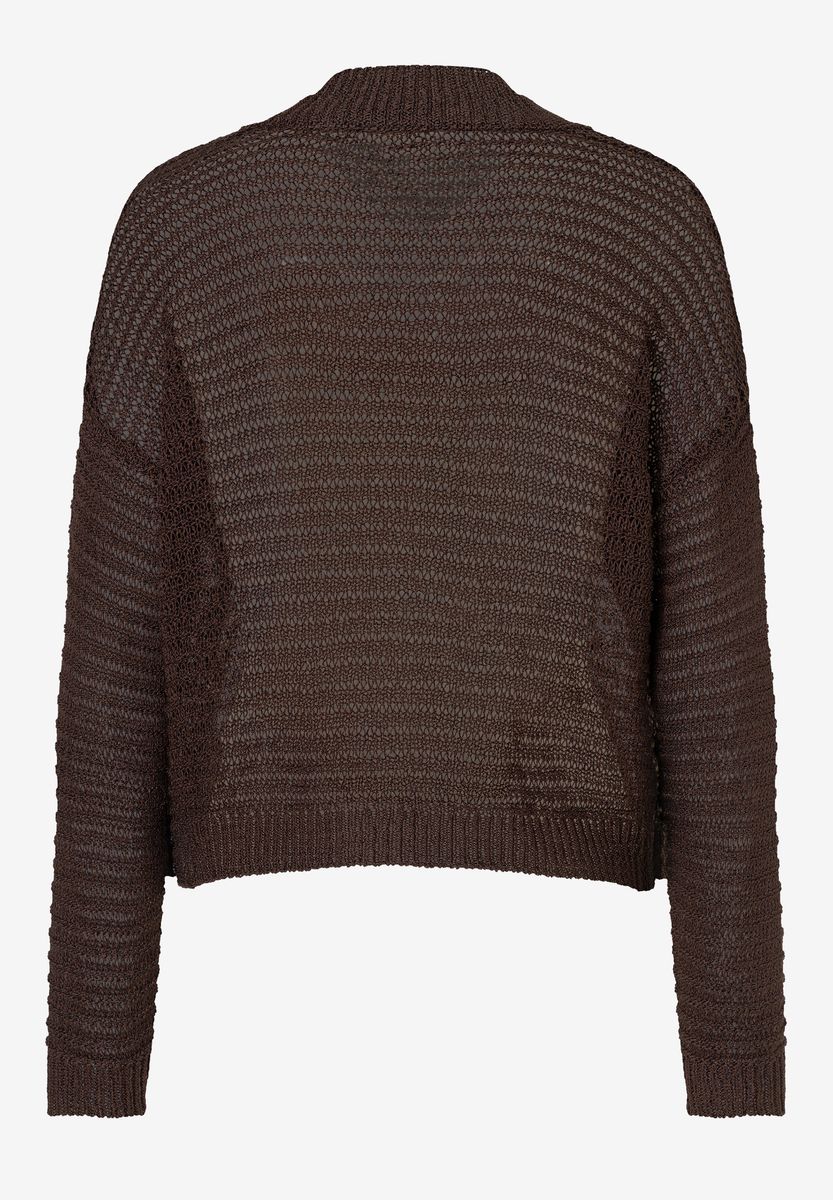 Leichter Ajour-Strickpullover mit V-Ausschnitt