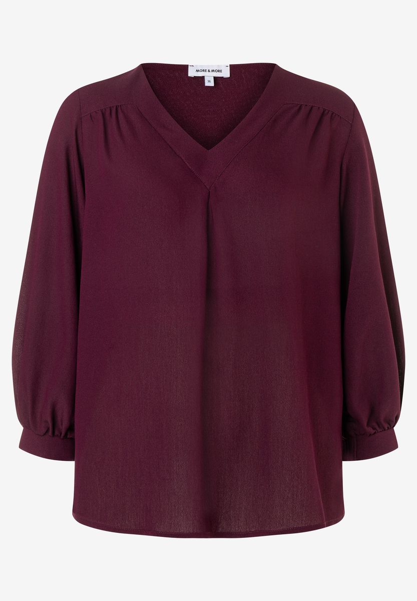 Fließende V-Ausschnitt Crepe-Bluse