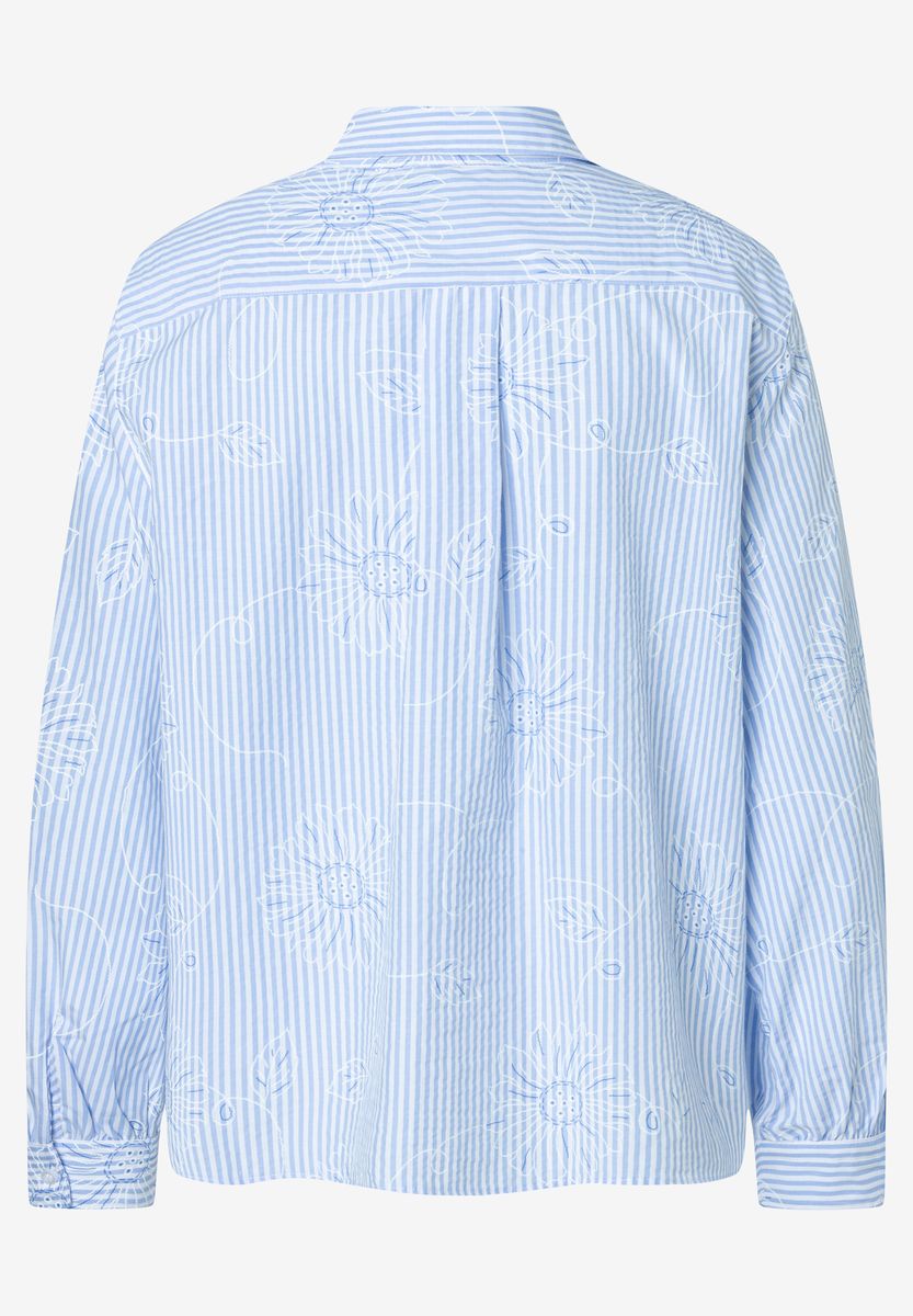 Gestreifte Bluse mit Blumenstickerei