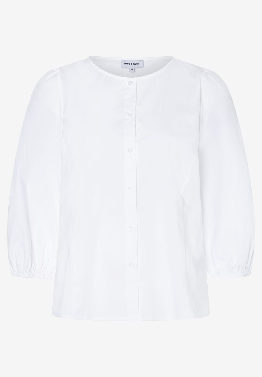 Rundhalsbluse mit Puffärmeln