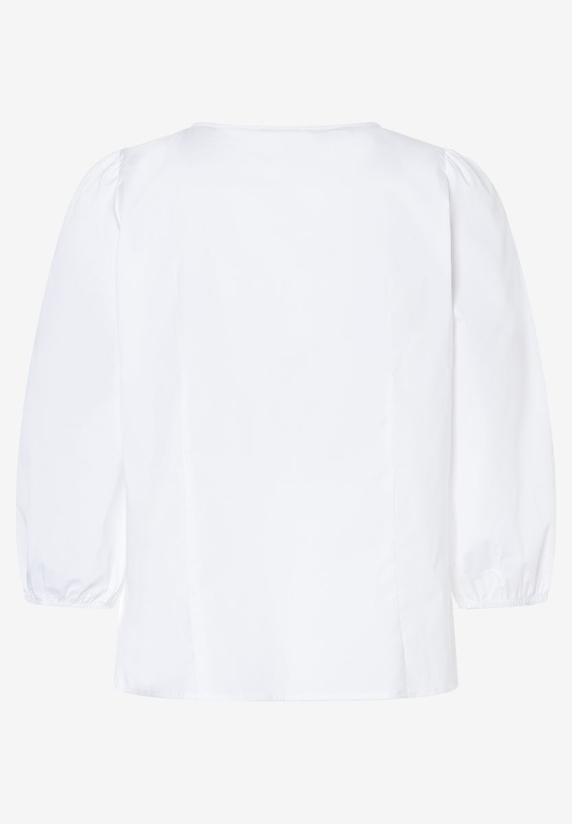 Rundhalsbluse mit Puffärmeln