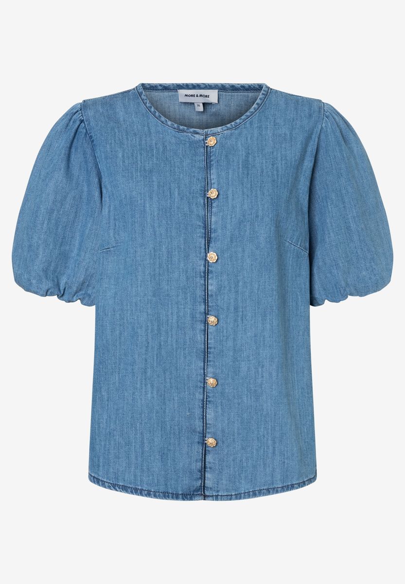 Jeansbluse mit Puffärmeln