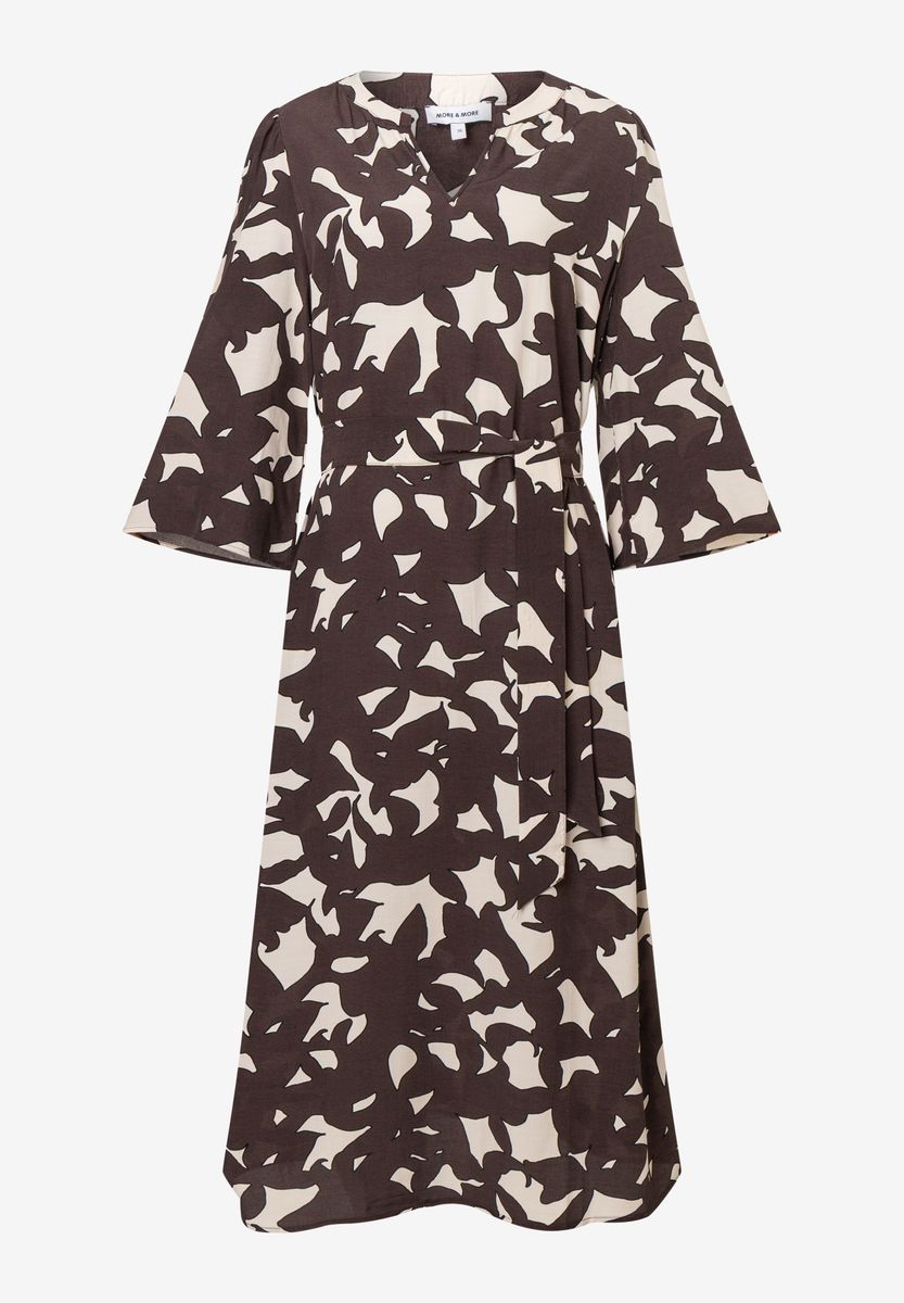 Midikleid mit abstraktem Print und Gürtel