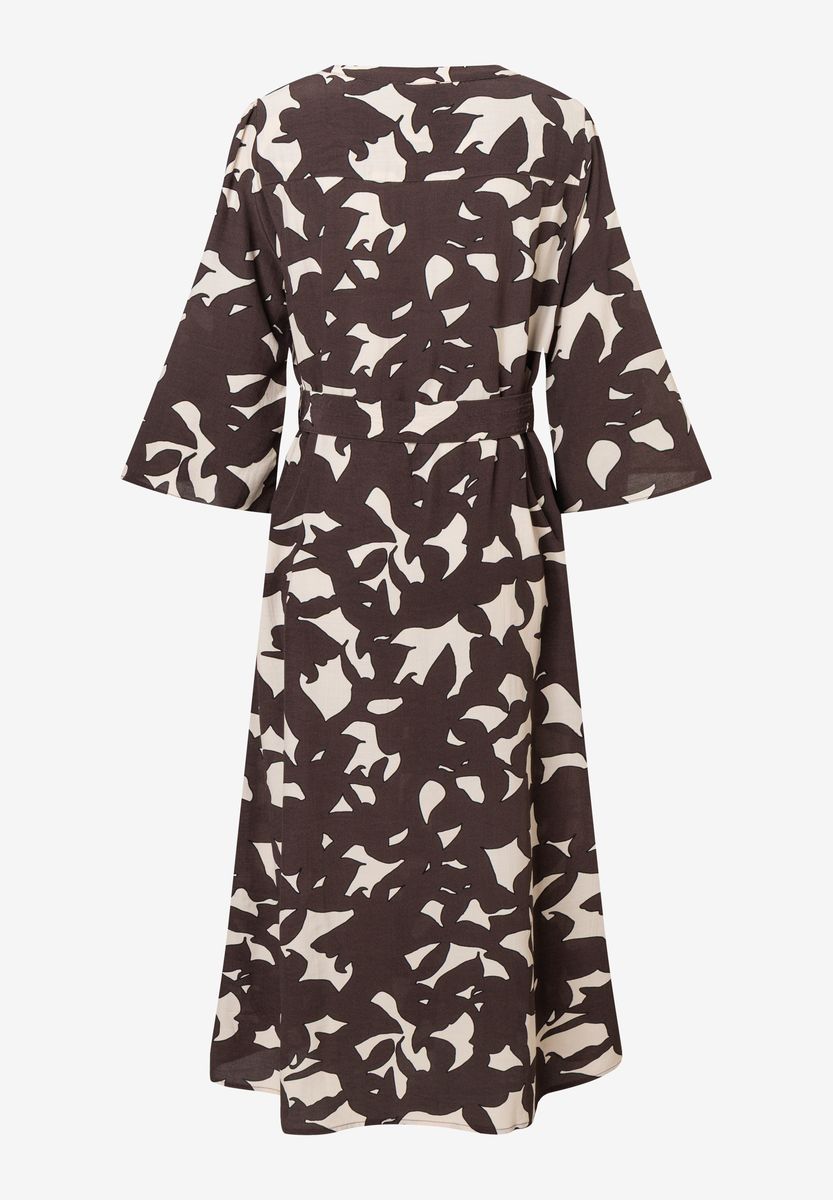 Midikleid mit abstraktem Print und Gürtel
