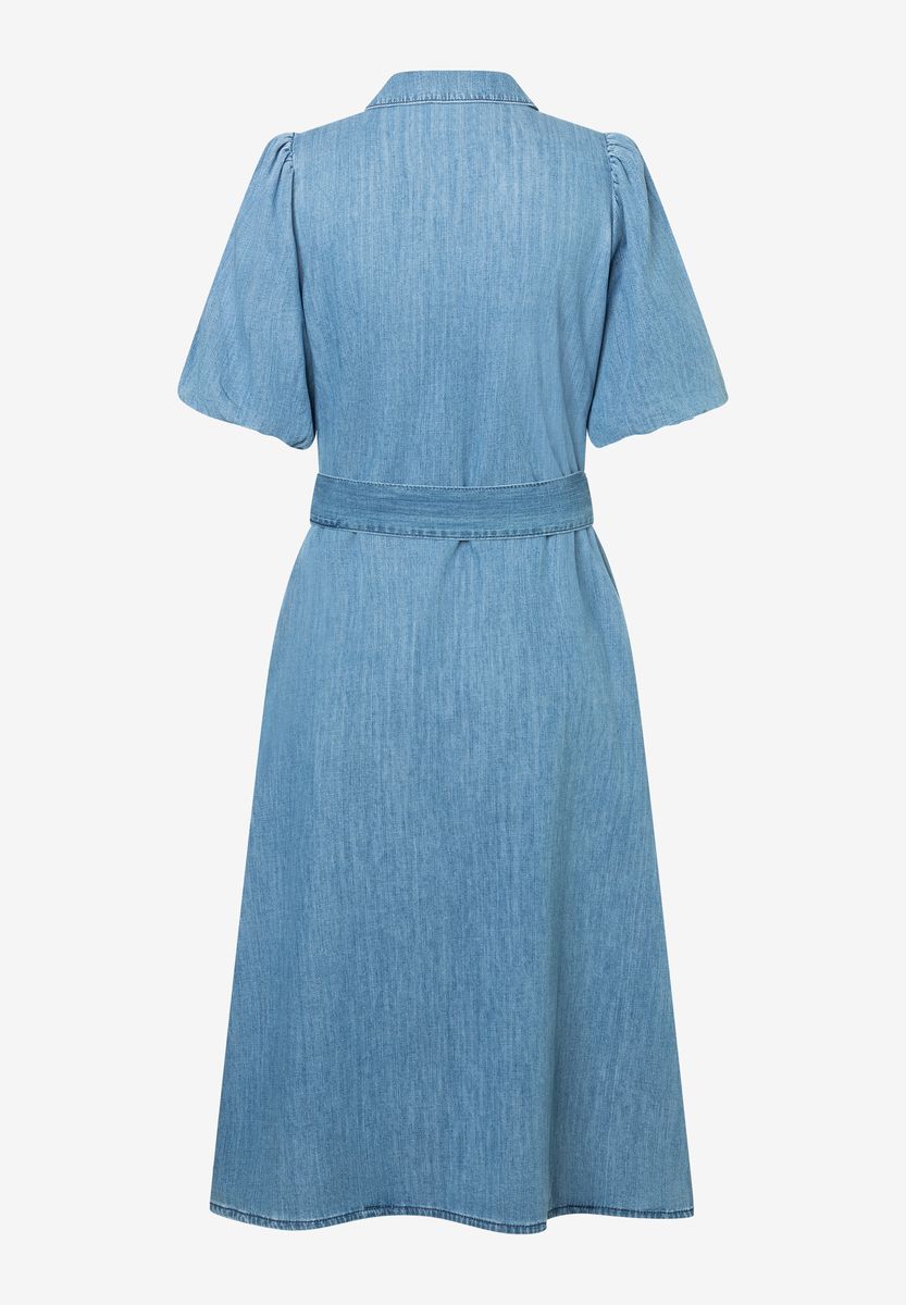 Jeans-Midikleid mit Puffärmeln