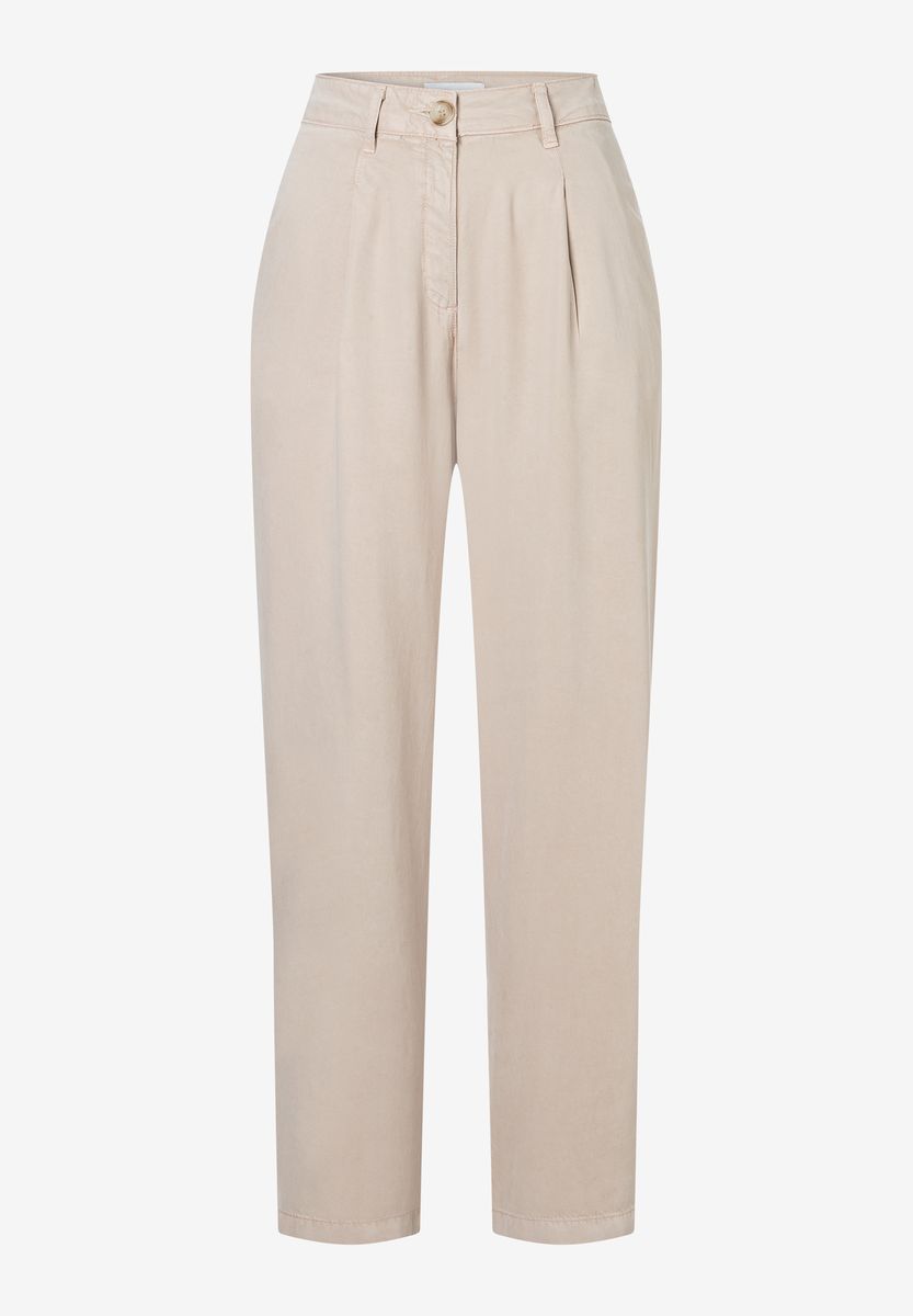 Chinohose mit hoher Taille und Falten