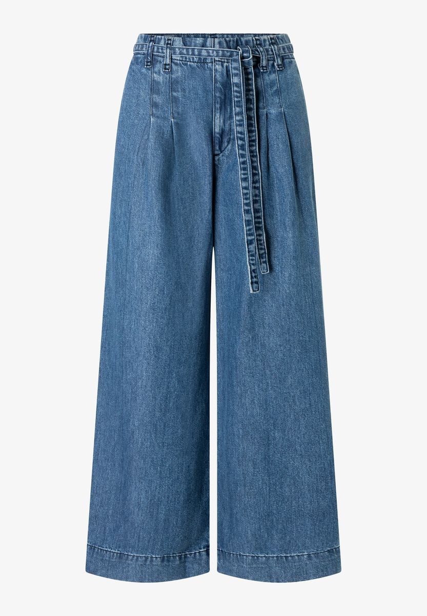 Weite High-Waist Jeans mit Bindegürtel