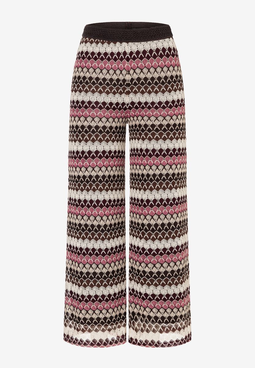 Weite Strickhose mit Zickzack-Muster