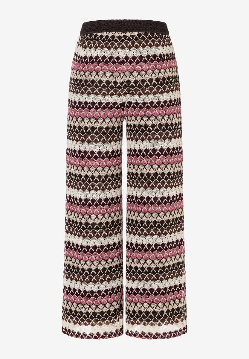 Weite Strickhose mit Zickzack-Muster