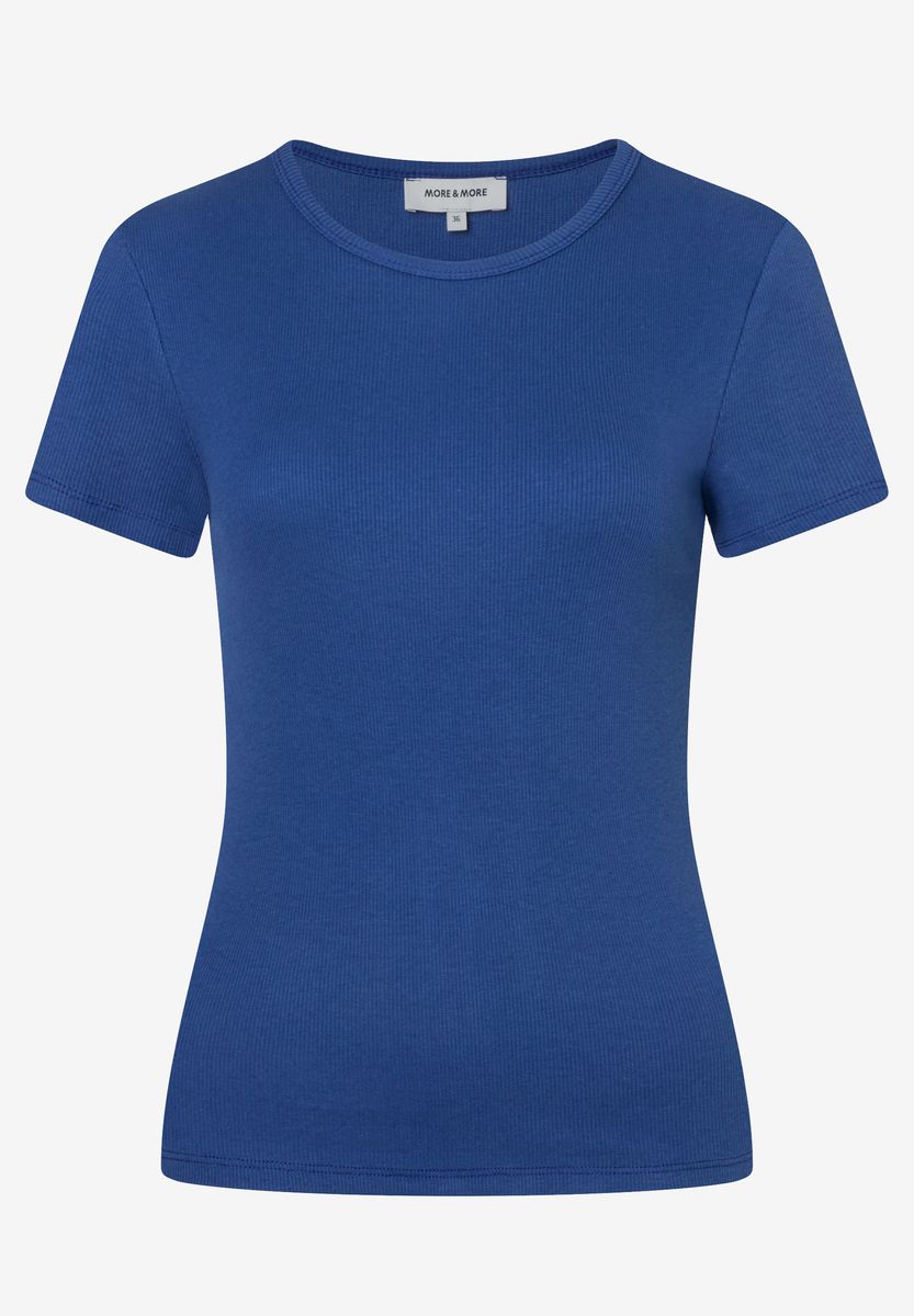 Schmal geschnittenes geripptes Rundhalsshirt