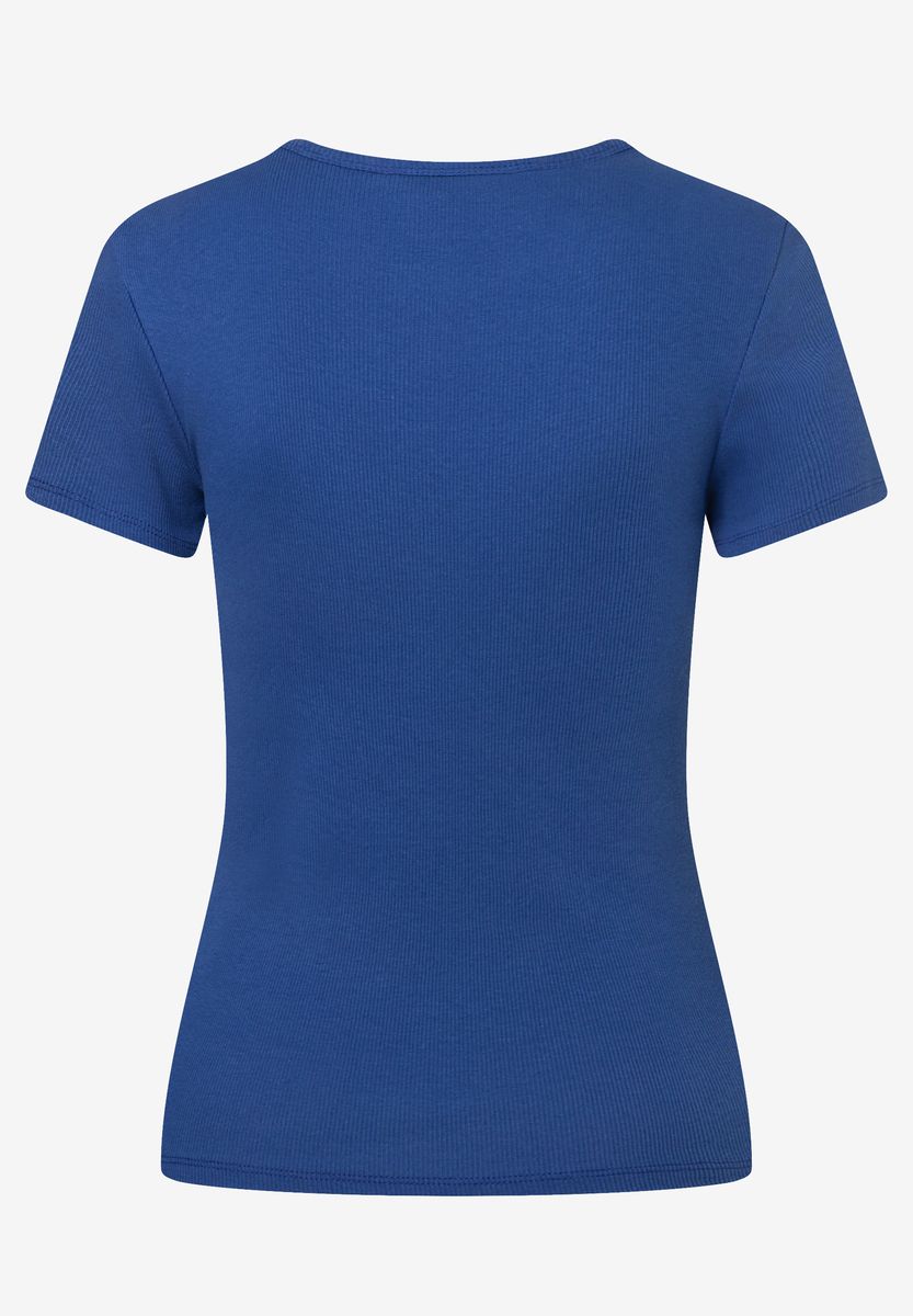 Schmal geschnittenes geripptes Rundhalsshirt