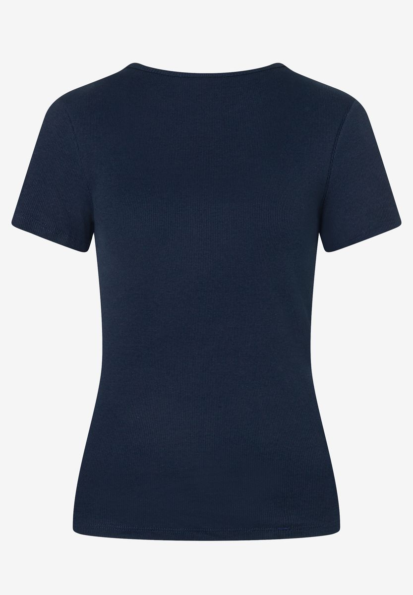 Feingeripptes T-Shirt mit Rundhalsausschnitt