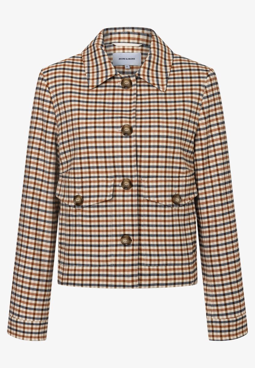 Boxiger kurzer Blazer mit Karomuster