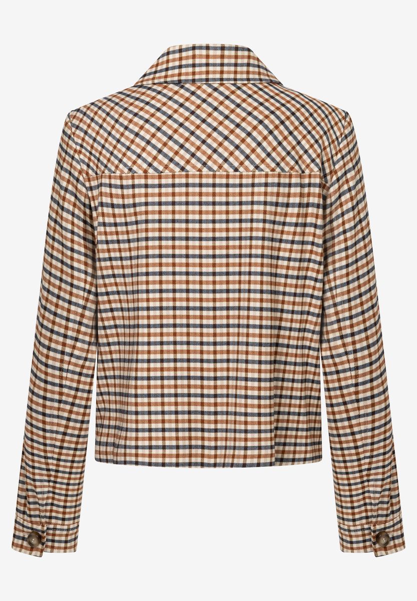 Boxiger kurzer Blazer mit Karomuster