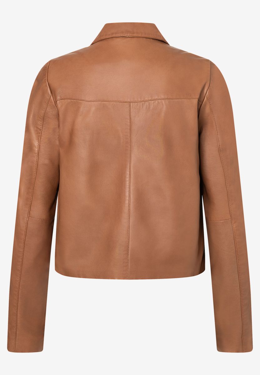 Kastige Lederjacke mit Taschen