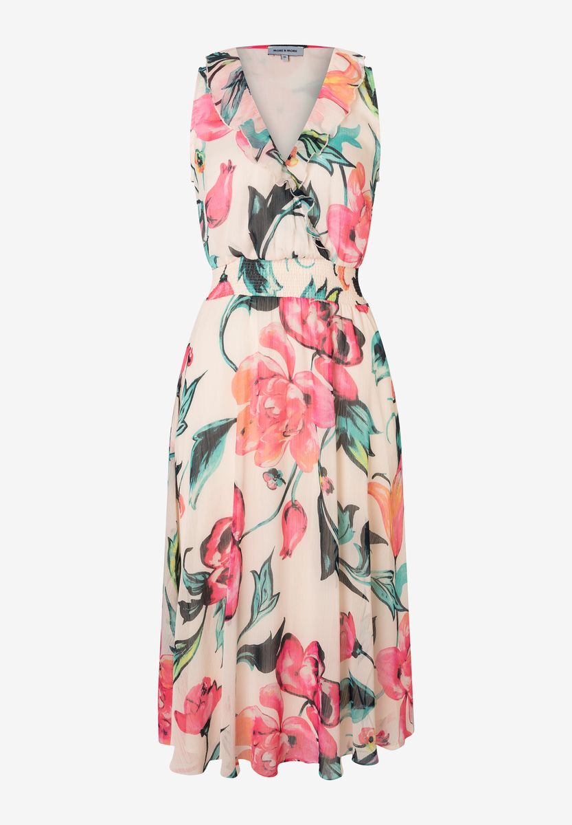 Midikleid mit Blumenmuster und Volants