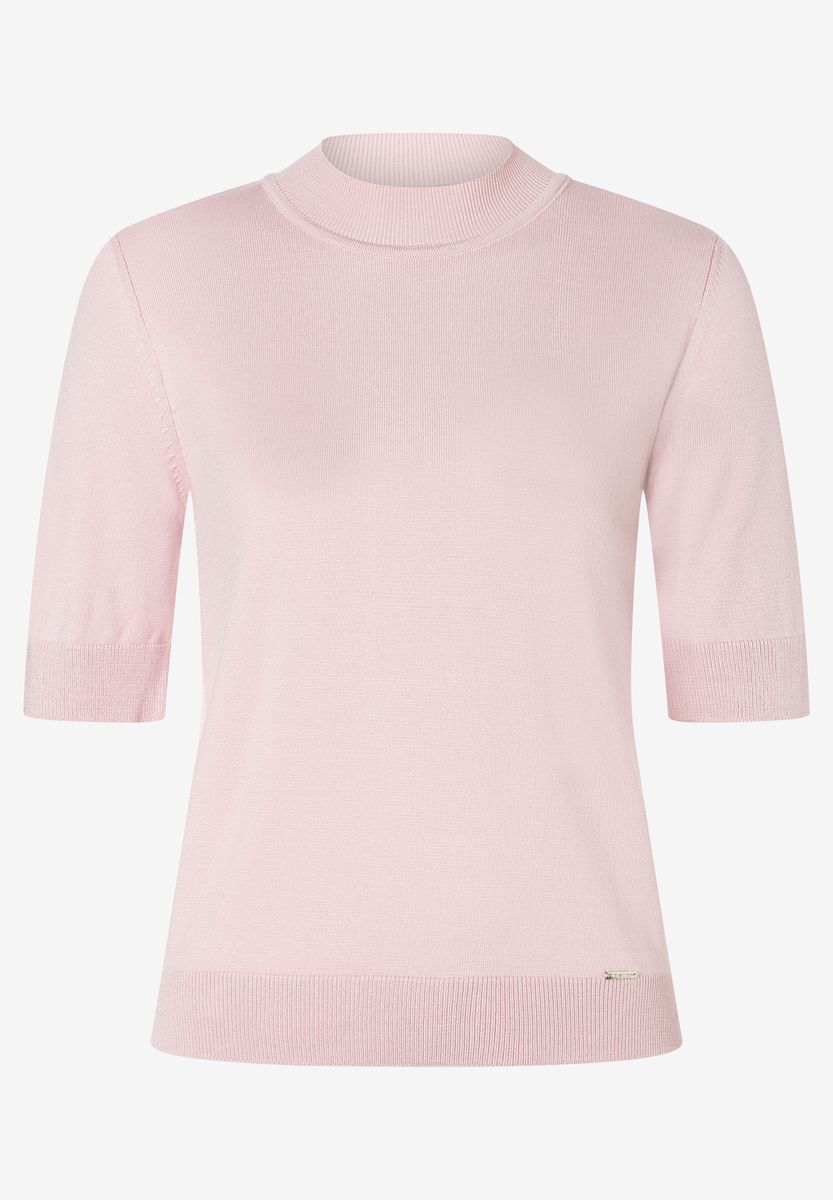 Kurzärmeliges Stricktop mit Stehkragen