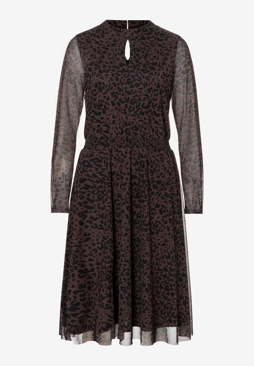 Midi-Meshkleid mit Leopardenmuster