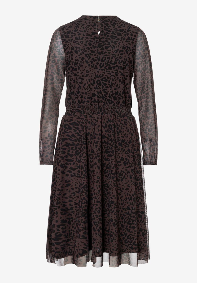 Midi-Meshkleid mit Leopardenmuster