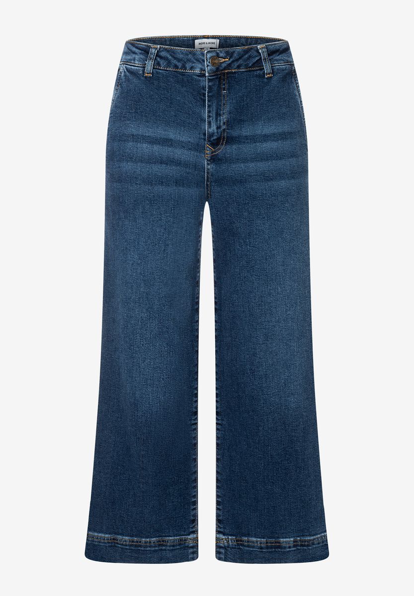 Verkürzte Weitschaft-Jeans mit Hochbund
