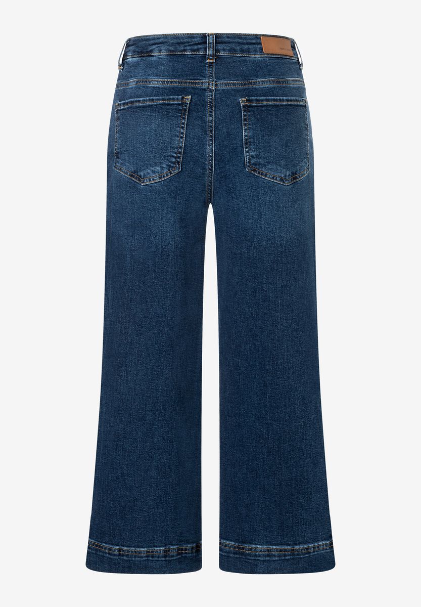 Verkürzte Weitschaft-Jeans mit Hochbund
