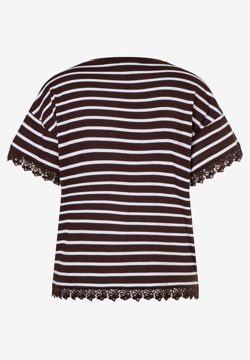 Gestreiftes T-Shirt mit Spitzenkante