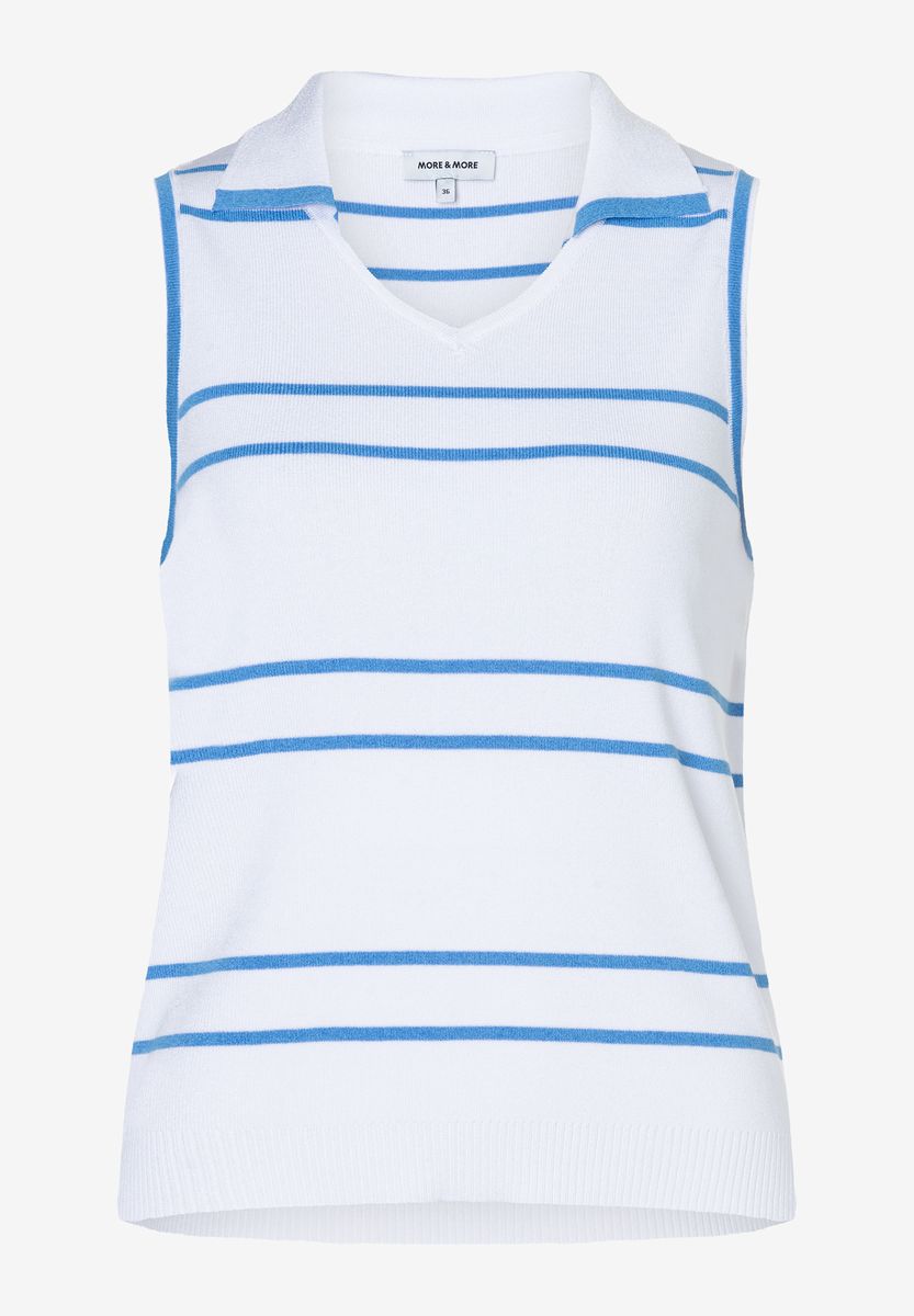 Ärmelloses gestreiftes Strick-Polo-Top