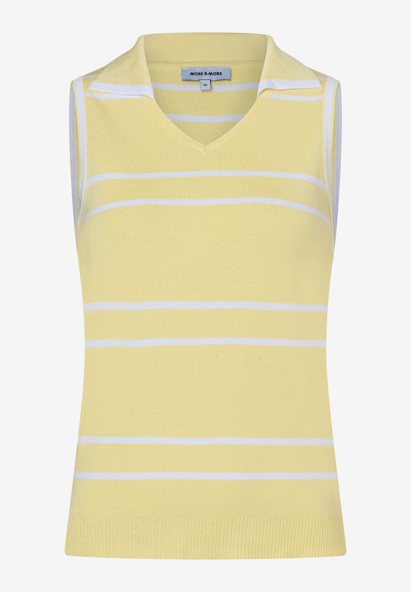 Gestreiftes Ärmelloses Strick-Polo-Top