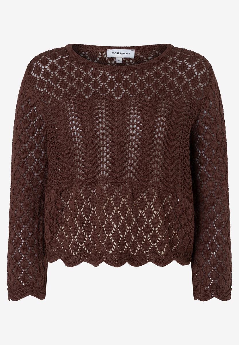Feiner Ajour-Strickpullover mit 3/4-Arm