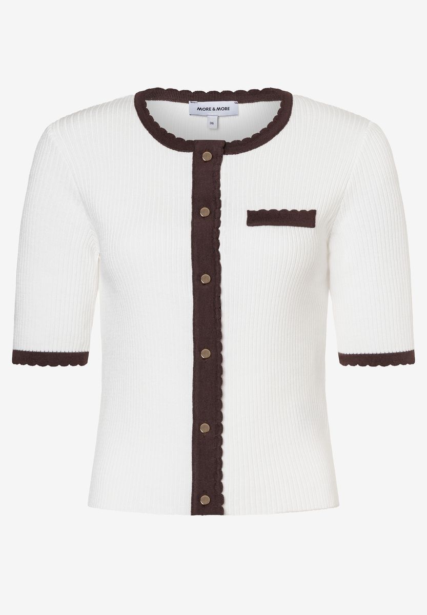 Kurzarm-Cardigan mit Wellenkanten-Besatz