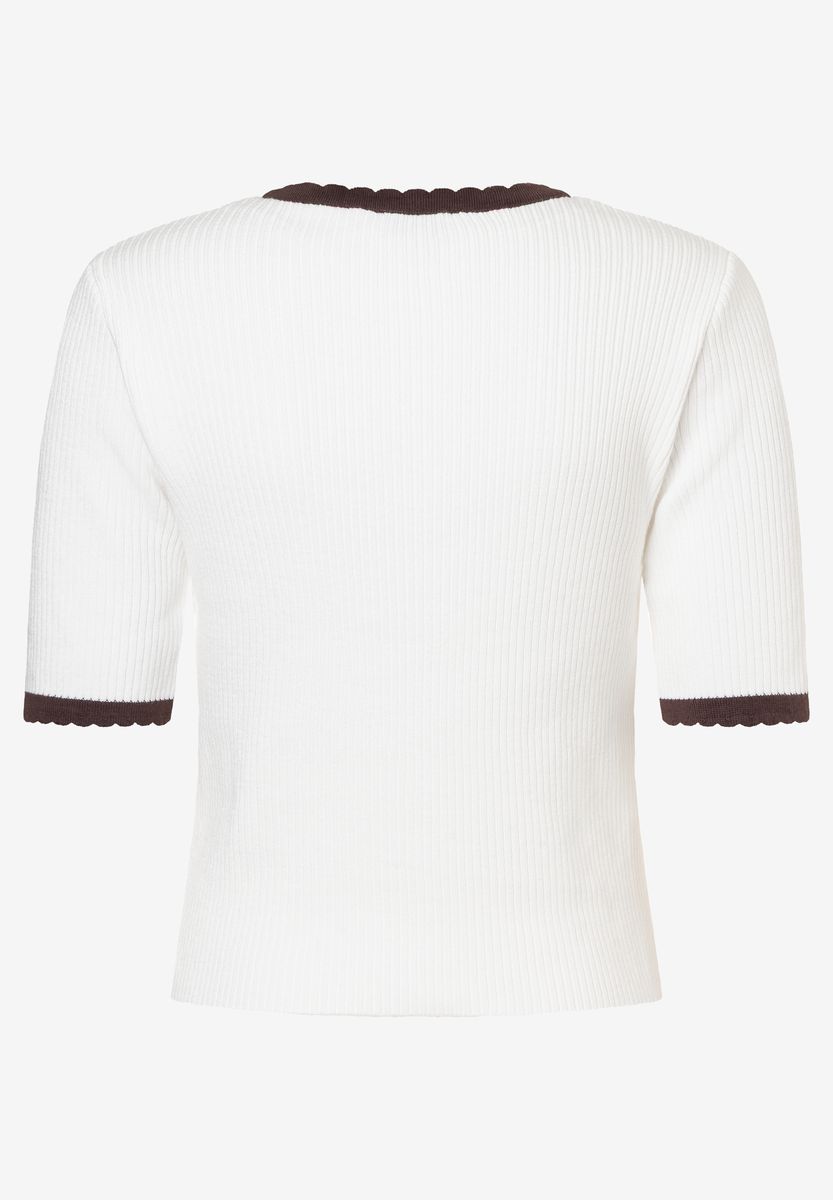 Kurzarm-Cardigan mit Wellenkanten-Besatz