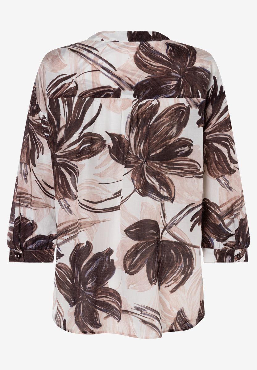Bluse mit botanischem Print und V-Ausschnitt