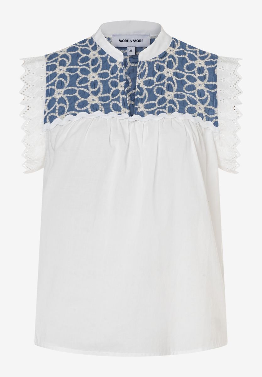 Bestickte Baumwollbluse mit Volants