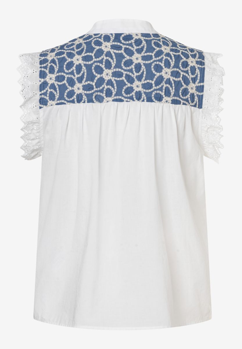 Bestickte Baumwollbluse mit Volants