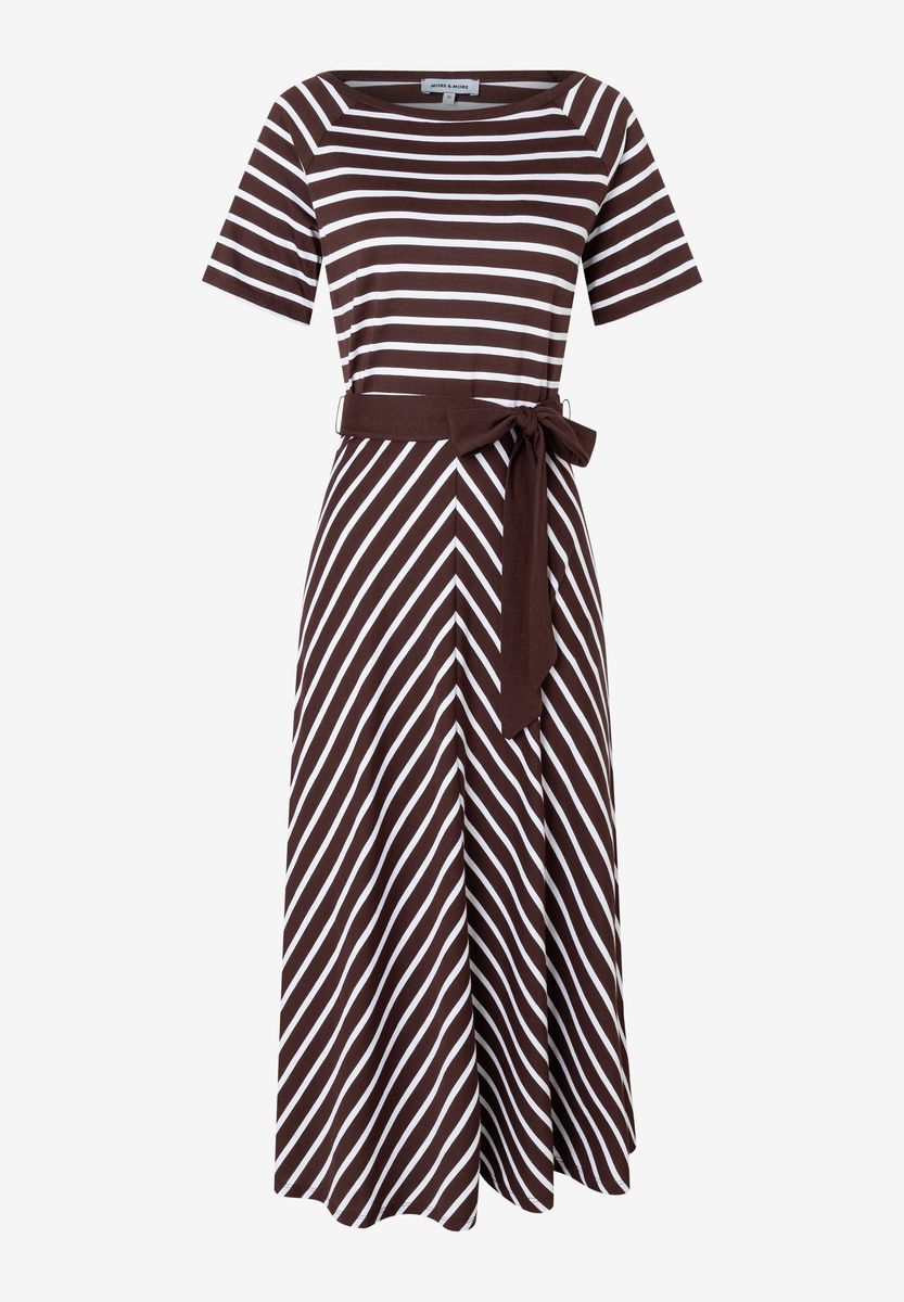 Gestreiftes Jersey-Midikleid mit Gürtel