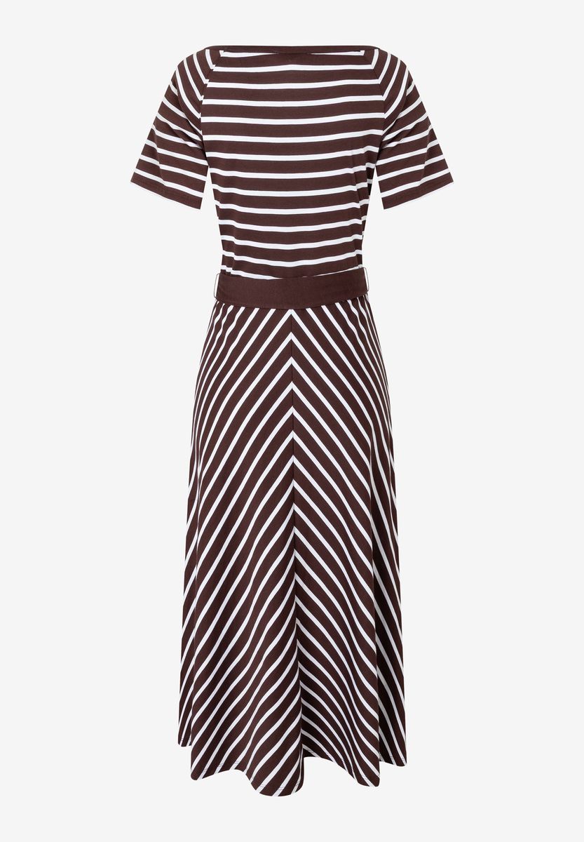 Gestreiftes Jersey-Midikleid mit Gürtel