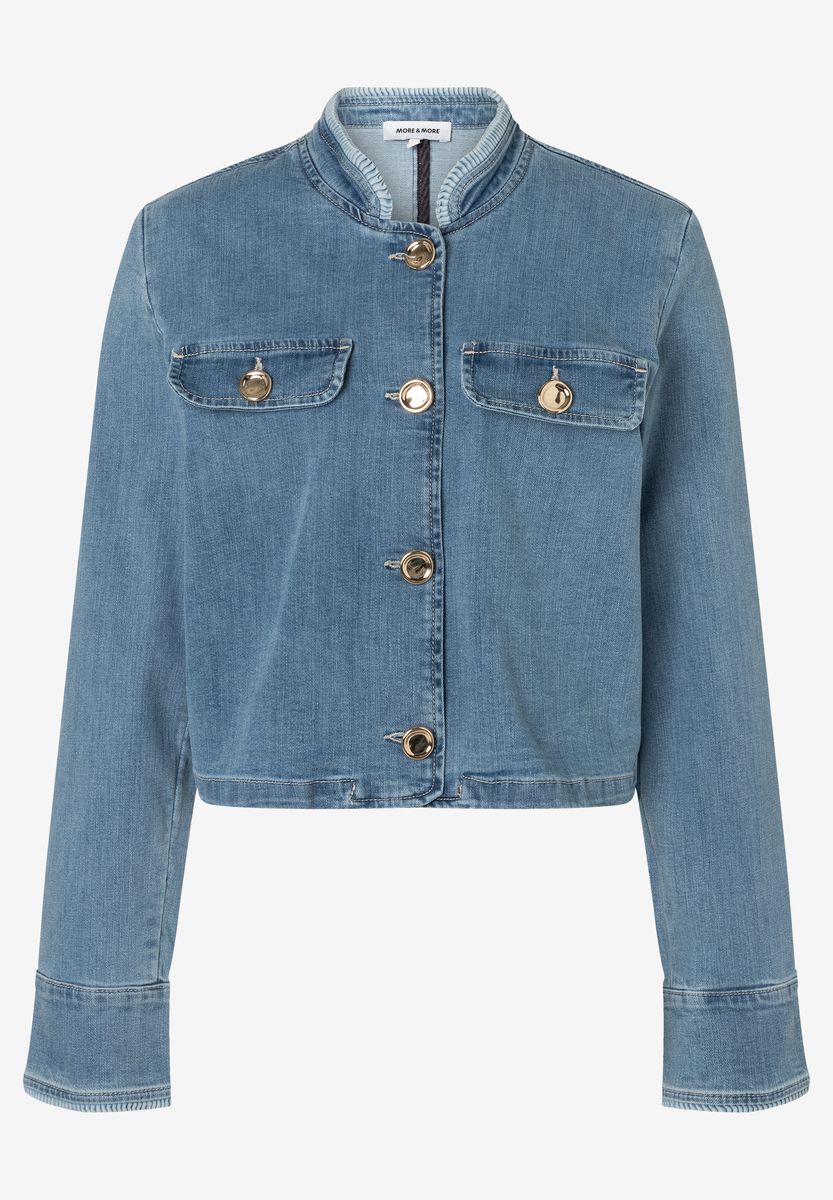 Kurze Jeansjacke mit Rüschendetails