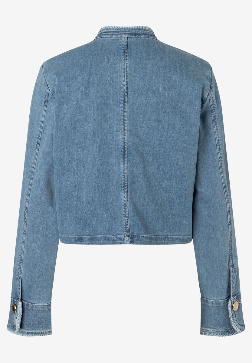 Kurze Jeansjacke mit Rüschendetails