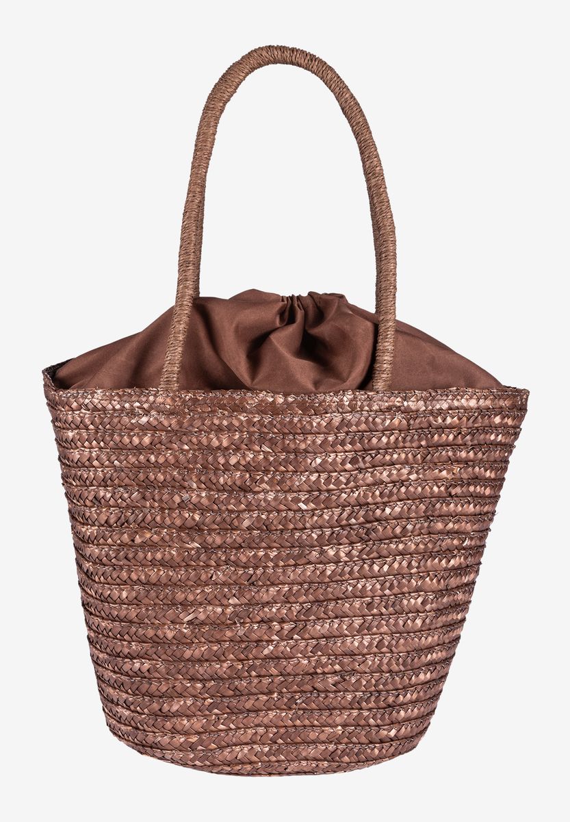 Geflochtene Metallic-Strohtasche Shopper