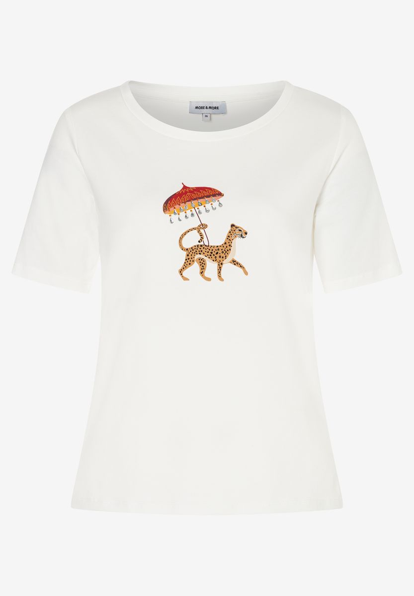 Grafik-T-Shirt mit Leopard und Schirm