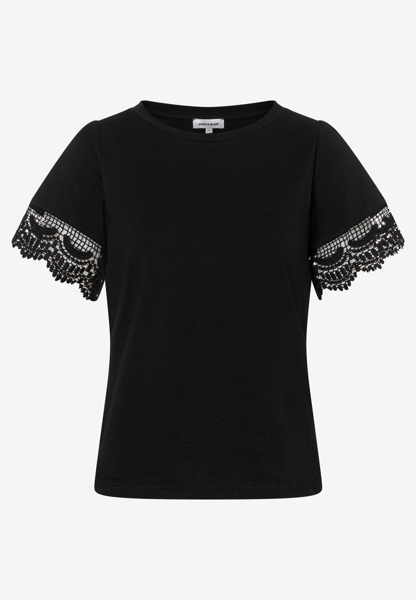 T-Shirt mit filigranen Spitzenärmeln