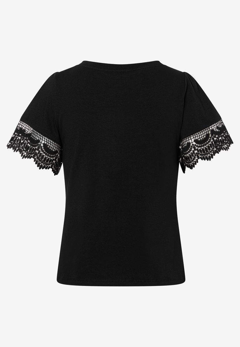 T-Shirt mit filigranen Spitzenärmeln