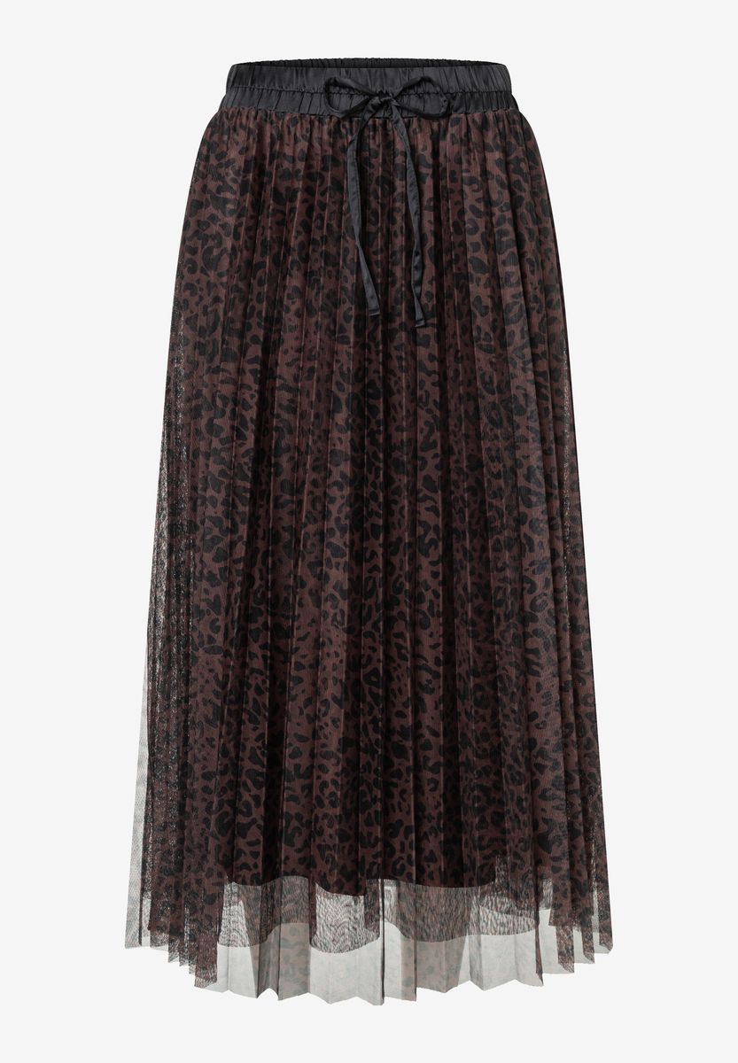 Plissierter Mesh-Rock mit Leopardenmuster